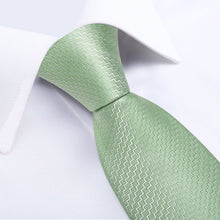 Green Solid Men's Tie Handkerchief Cufflinks Clip Set