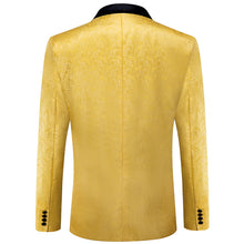 DiBanGu Urobilin Yellow Paisley Shawl Collar Silk Slim Fit Mens Dress Suit