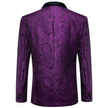 DiBanGu Royal Purple Paisley Shawl Collar Silk Slim Fit Mens Dress Suit