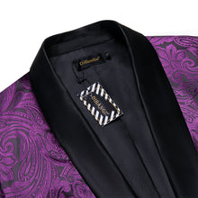 DiBanGu Royal Purple Paisley Shawl Collar Silk Slim Fit Mens Dress Suit