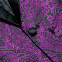 DiBanGu Royal Purple Paisley Shawl Collar Silk Slim Fit Mens Dress Suit