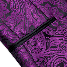 DiBanGu Royal Purple Paisley Shawl Collar Silk Slim Fit Mens Dress Suit