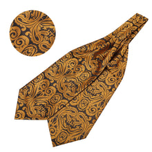Brown Black Paisley Silk Cravat Woven Ascot Tie Pocket Square Handkerc ...