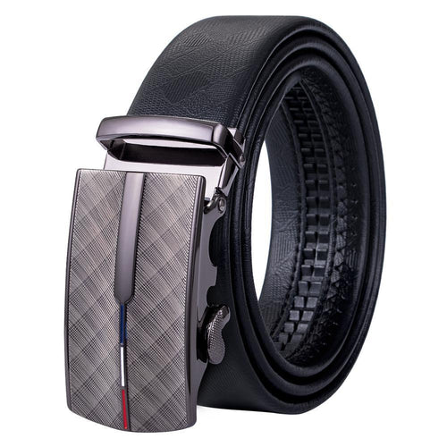 Luxury Square Metal Automatic Buckle Black Leather Belt– DiBanGuStore