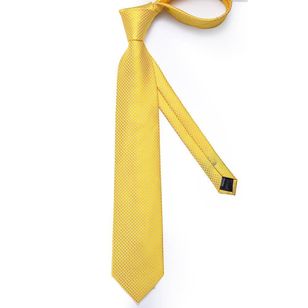 New Shining Yellow Geometric Tie Pocket Square Cufflinks Set– DiBanGuStore