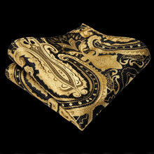 business dress black gold floral mens ties pocket square cufflinks set