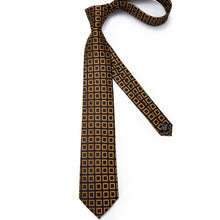 Brown Black Plaid Men's Tie Handkerchief Cufflinks Set– DiBanGuStore