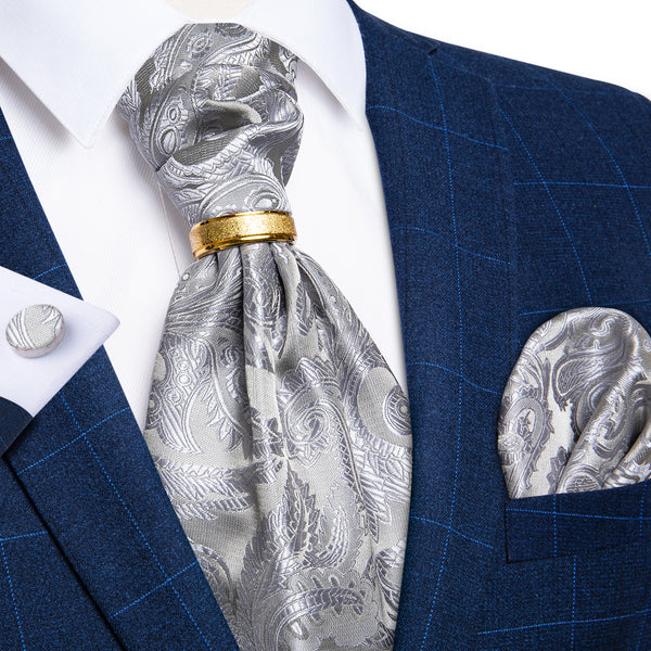 DiBanGu Paisley Cravat for Men, 4 PCS Woven Ascot Tie Pocket