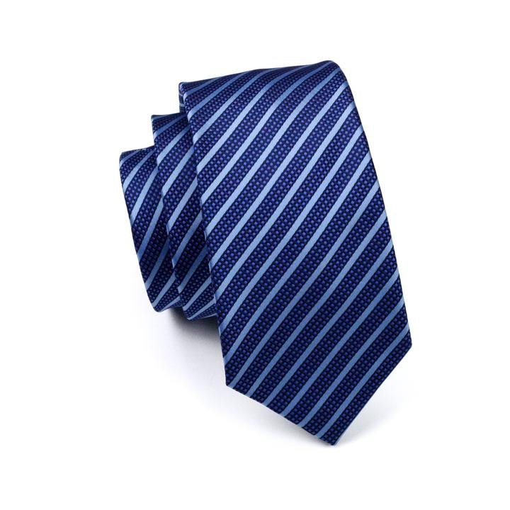 Hot Blue Striped Tie Handkerchief Cufflinks Set – DiBanGuStore
