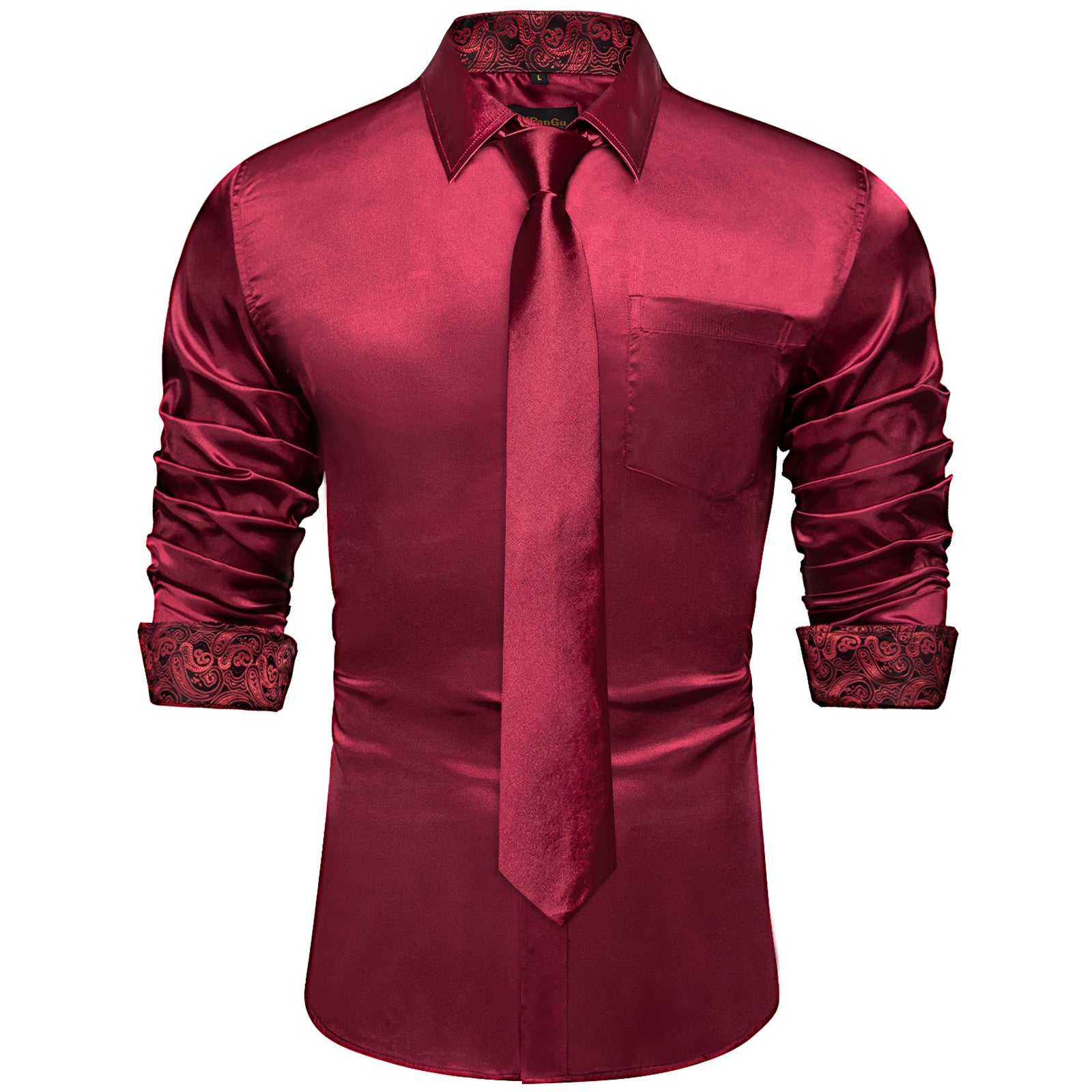 Dibangu Men's Wine Red Solid Shirt with Tie– DiBanGuStore