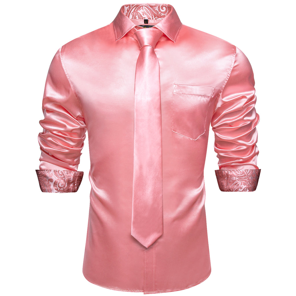 Dibangu Men's Pink Solid Shirt with Tie– DiBanGuStore