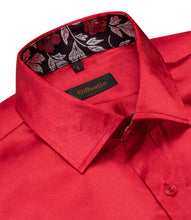 fashion splicing designer floral solid mens red shirt necktie business set for men