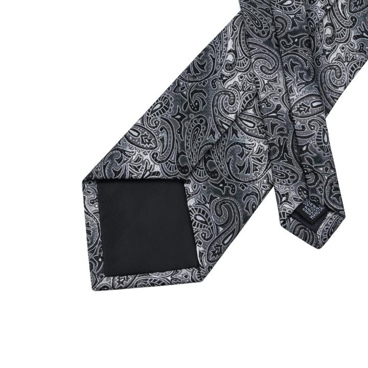 Grey Paisley Tie Set– DiBanGuStore