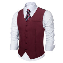 Claret Solid Vest Necktie Set