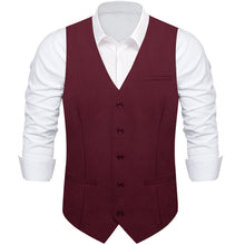 Claret Solid Vest Necktie Set