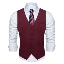 Claret Solid Vest Necktie Set