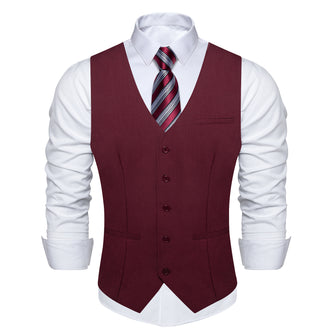 Claret Solid Vest Necktie Set