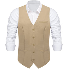 Dark khaki Solid Vest Tie Set