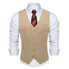 Dark khaki Solid Vest Tie Set