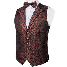 Claret Paisley Jacquard Waistcoat Vest BowTie Handkerchief Cufflinks Set