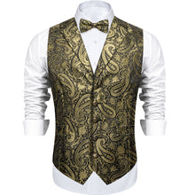 gold vest and bow tie