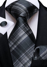 Grey Black Stripe Silk Tie 