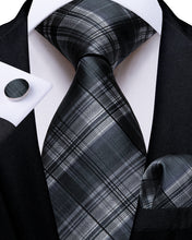 Grey Black Stripe Silk Tie 