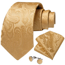 Khaki Floral Men's Tie Pocket Square Cufflinks Set