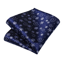 Christmas Snowflake Blue Solid Men's Tie Handkerchief Cufflinks Clip Set