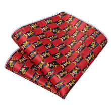 Christmas Red Solid Cartoon Dog Men's Tie Pocket Square Cufflinks Clip Set