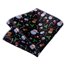 Christmas Novel Cartoon Black Solid Men's Tie Handkerchief Cufflinks Clip Set