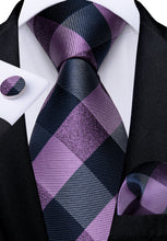 Black Purple Plaid Men's Tie