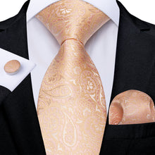 Yellow Pink Paisley Men's Tie Pocket Square Cufflinks Set