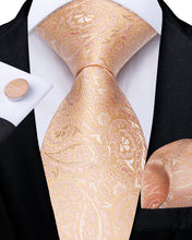 Yellow Pink Paisley Men's Tie Pocket Square Cufflinks Set