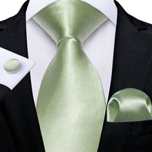 Tender Green Solid Men's Tie Pocket Square Cufflinks Set