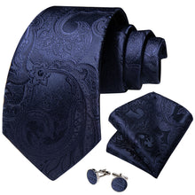 Blue Floral Men's Tie Pocket Square Cufflinks Set