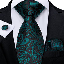 Black Green Floral Ties Necktie