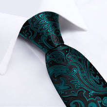 Black Green Floral Ties Necktie