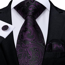 Black Purple Floral Mens Tie