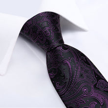 Black Purple Floral Mens Tie