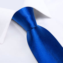 Blue Solid Men's Tie Handkerchief Set