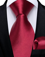 Red Solid Men's Tie Handkerchief Set