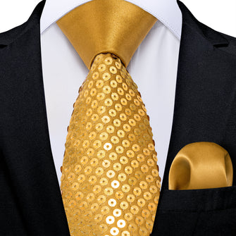 Champagne Golden Unisex Sparkling Sequin Tie 