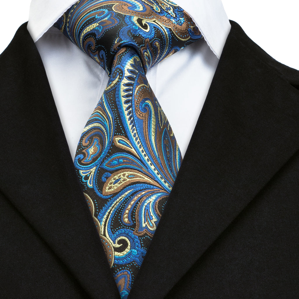Elegent Blue Yellow Floral Tie– DiBanGuStore
