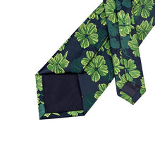 Casual versatile navy blue green silk mens floral tie pocket square cufflinks set